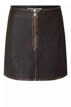 Rocker Leather Skirt - Vintage Dark Oak