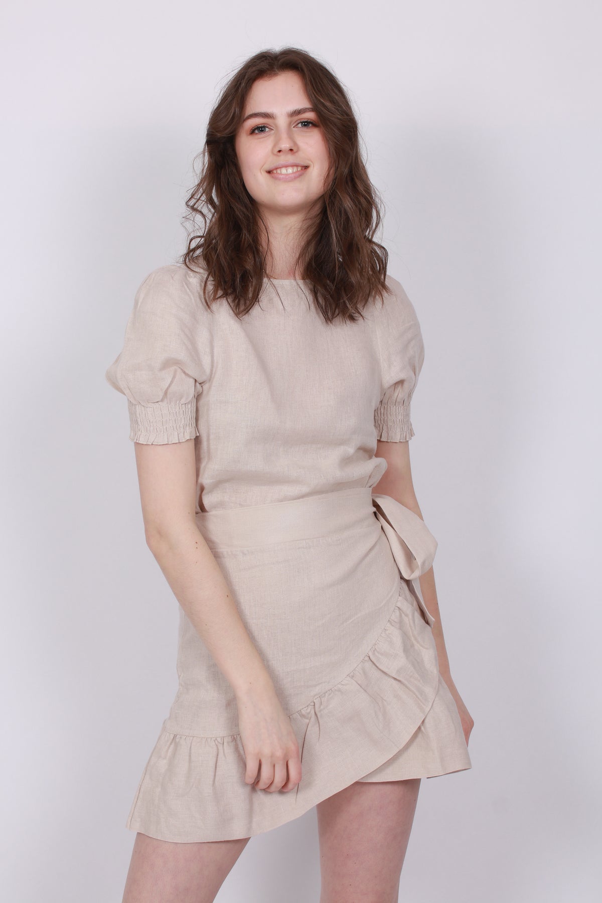 Serena Linen Dress - Beige - Ella & il - Kjoler - VILLOID.no