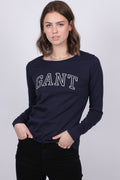 Arch Logo LS T-shirt - Evening Blue - GANT - T-skjorter & Topper - VILLOID.no