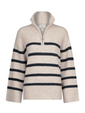 Nevena Stripe Knit Blouse - Sand