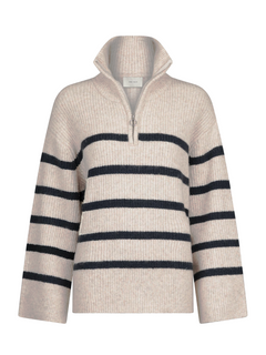 Nevena Stripe Knit Blouse - Sand