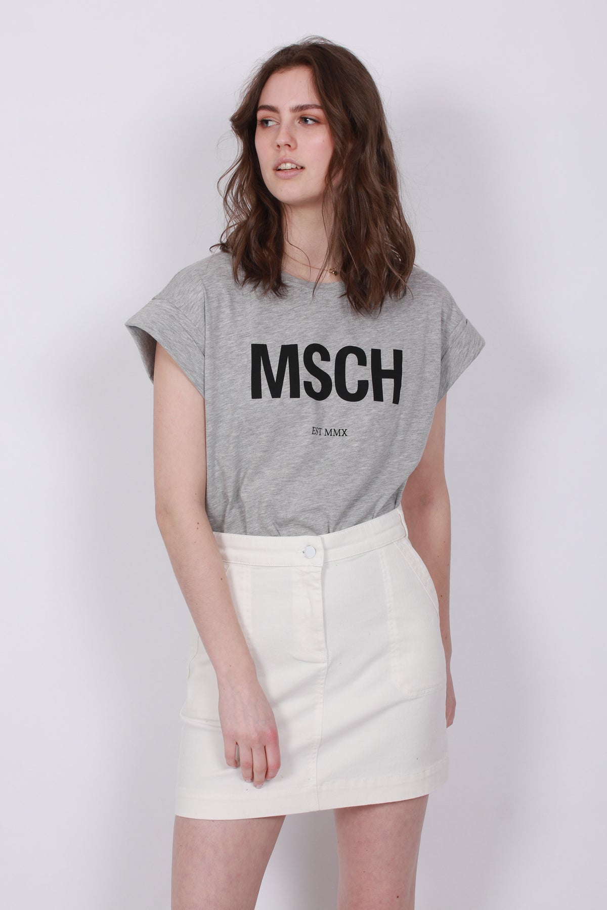 Alva MSCH STD Tee - LGM/Black - Moss Copenhagen - T-skjorter & Topper - VILLOID.no