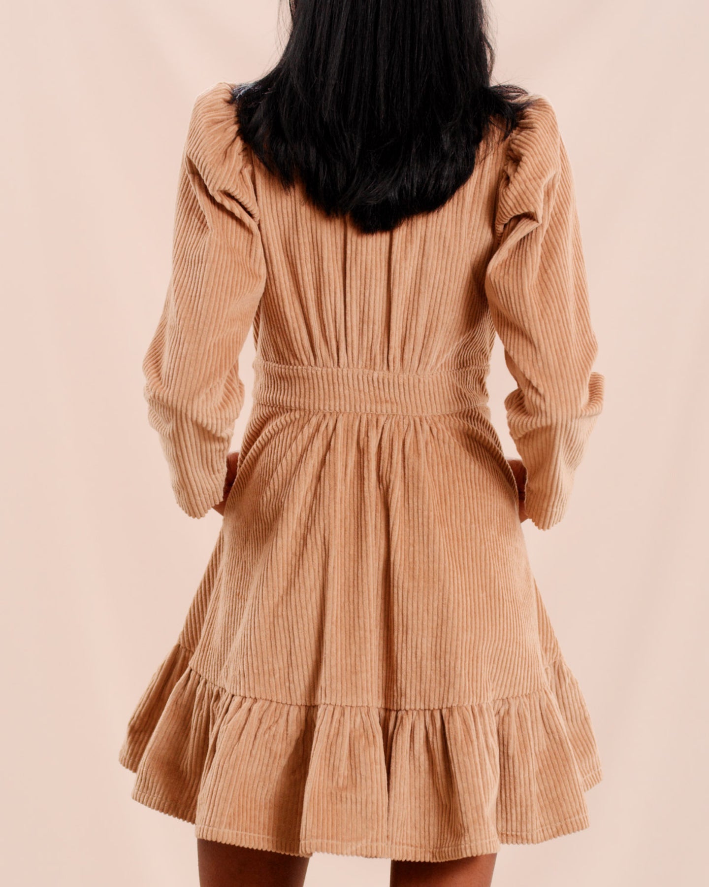Corduroy Mini Dress - Beige