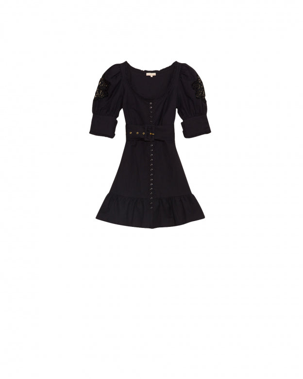 Linen Mini Dress - Black