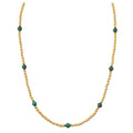Semi-Precious Beaded Metal Necklace - Malachite
