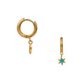 Enamel Turquoise Star Drop Huggie Hoop - Turquoise