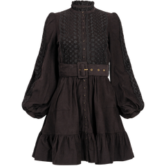 Baby Cord Shirt Dress - Black