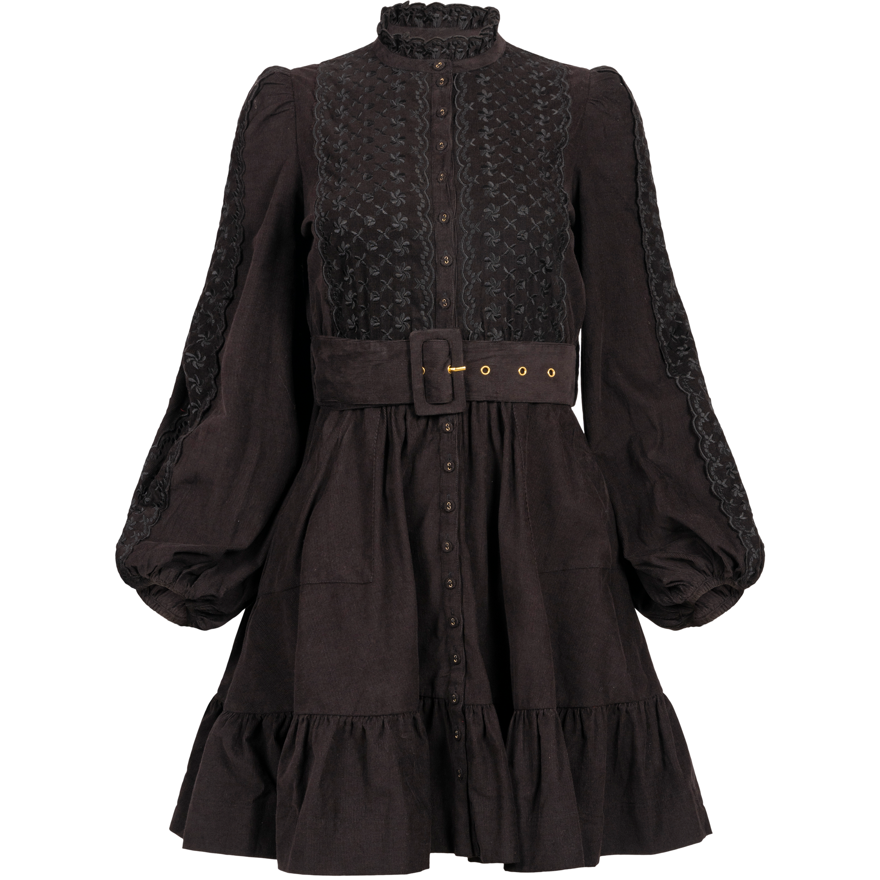 Baby Cord Shirt Dress - Black