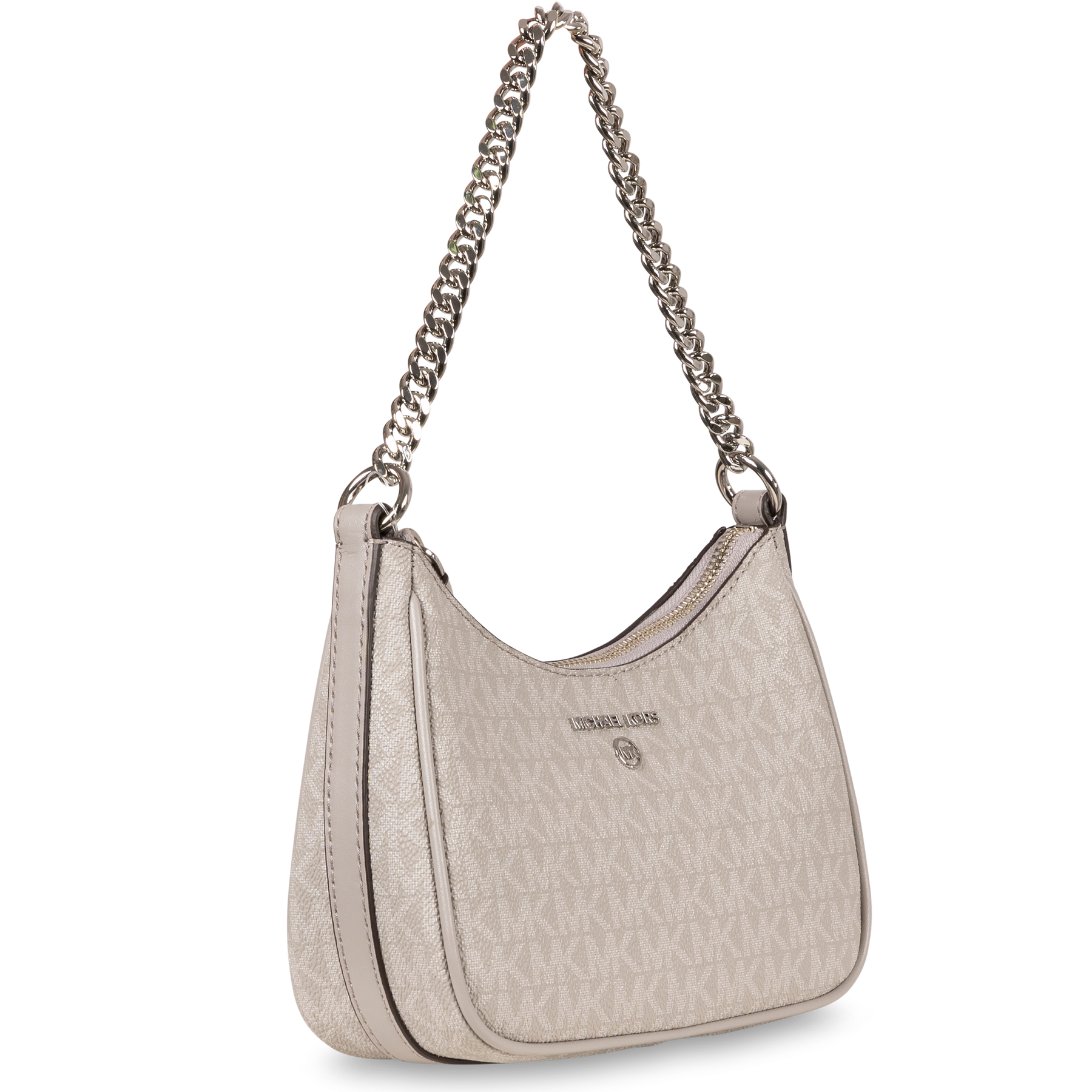Jet Set Charm Small Logo Shoulder Bag - Pearl Grey