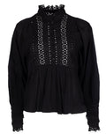 Cotton Slub Blouse - Black