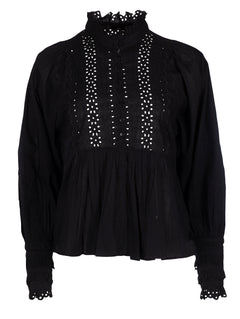 Cotton Slub Blouse - Black