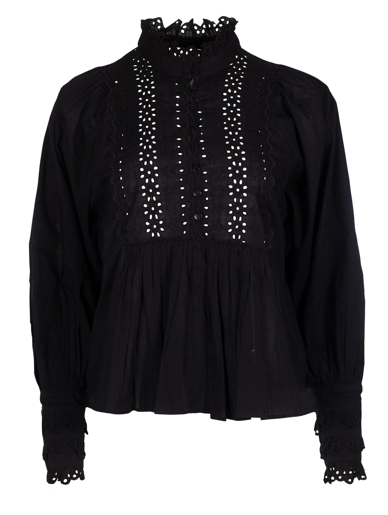 Cotton Slub Blouse - Black