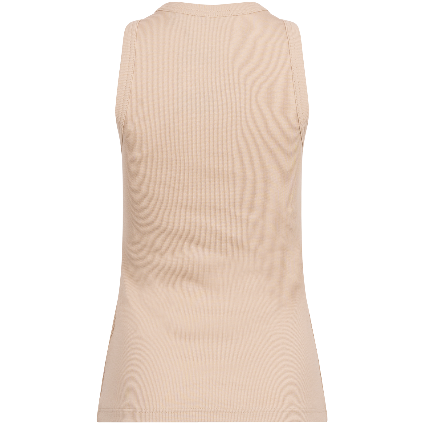 High Neck Rib Tank Top - Dry Sand