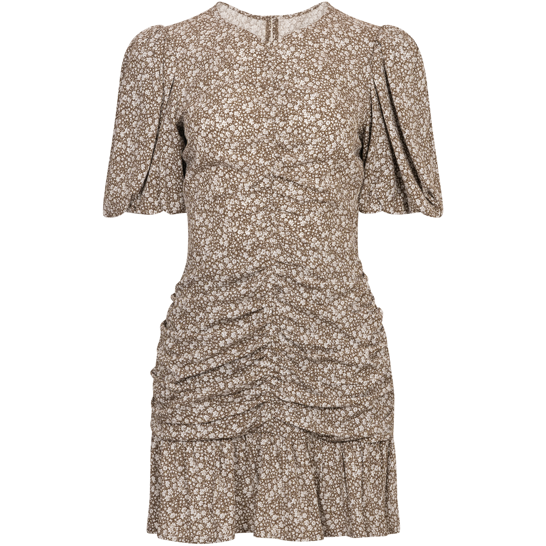 Hawaii Puff Mini Dress - Mud Flower Print