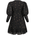 Georgette Gathers Dress - Black Daisy
