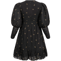 Georgette Gathers Dress - Black Daisy