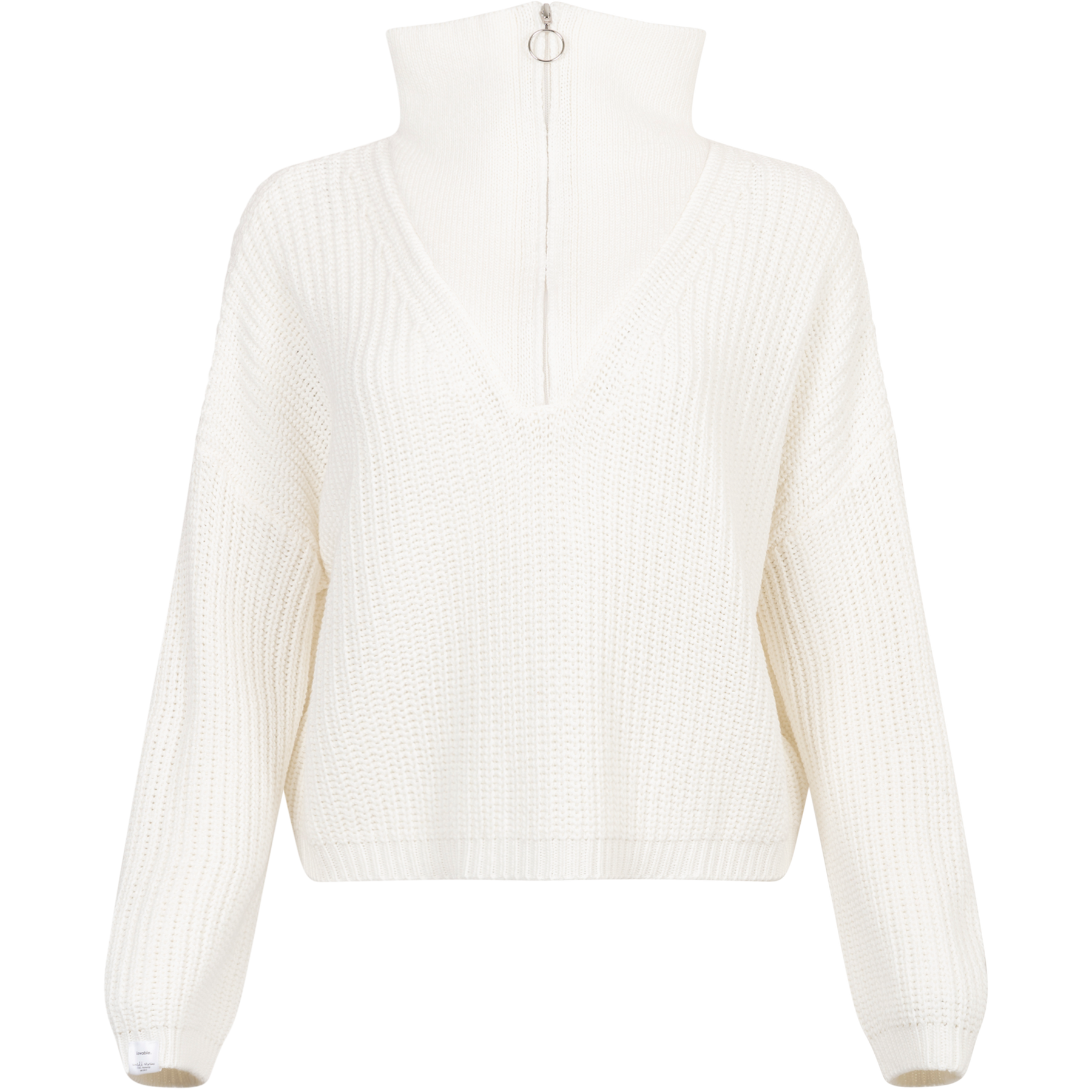 Florie Cotton Zip Knit - Snow White