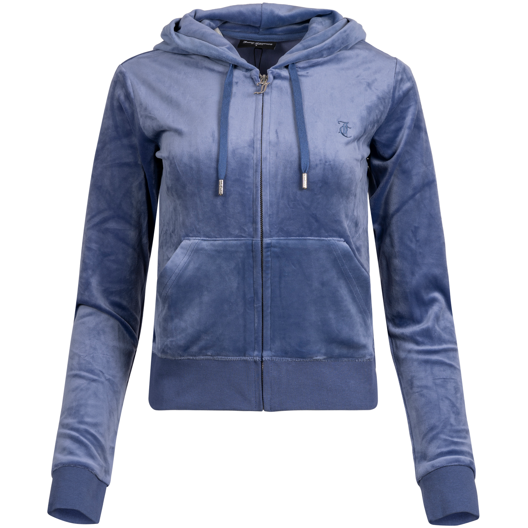 Robertson Classic Velour Zip Hoodie - Grey Blue