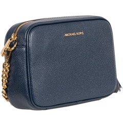Jet Set Medium Pebbled Leather Crossbody Bag - Navy