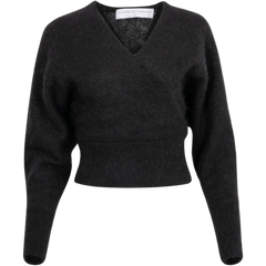 Mohair Cross-Over Sweater - Black