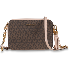 Jet Set Medium Logo Crossbody Bag - Brown/Soft Pink