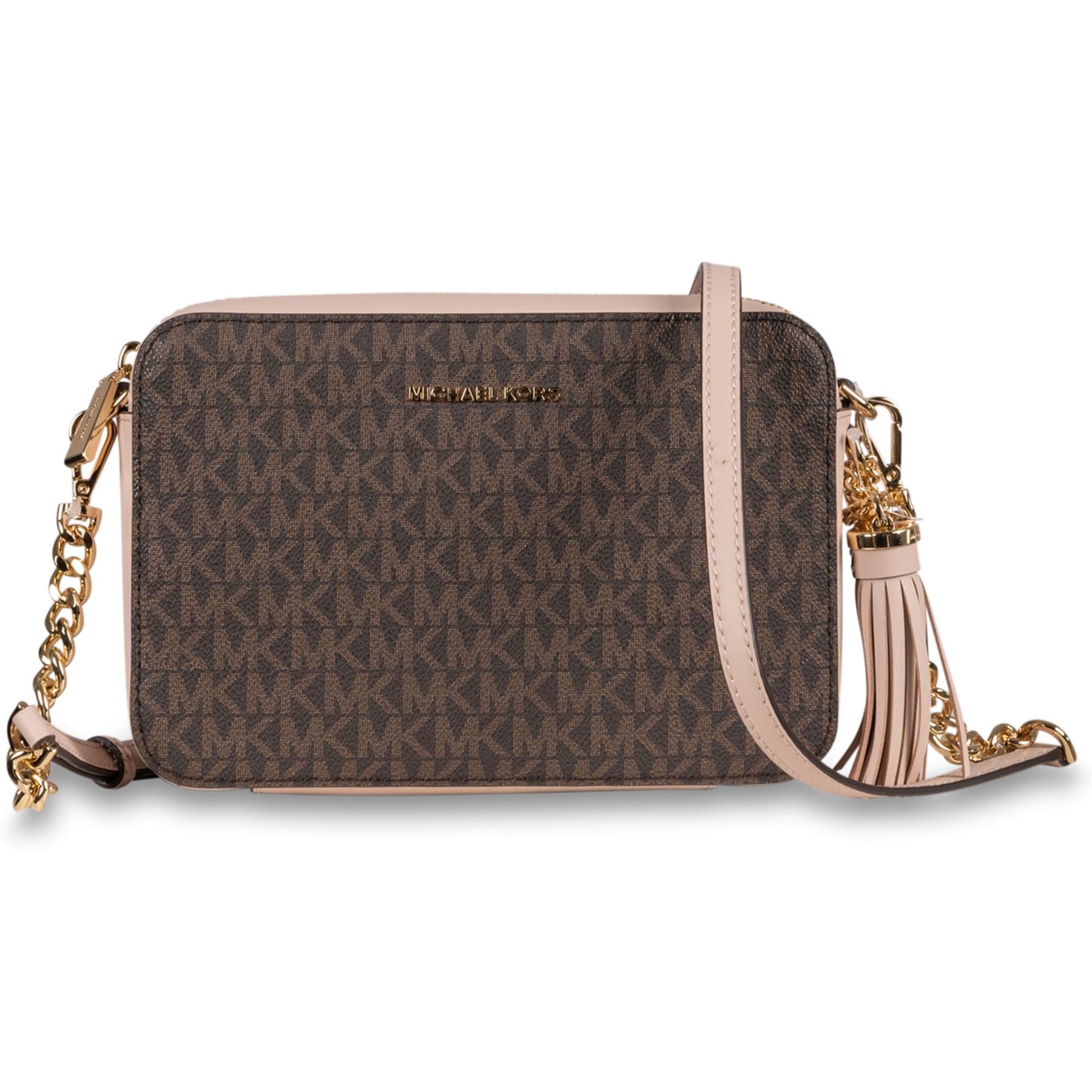 Jet Set Medium Logo Crossbody Bag - Brown/Soft Pink