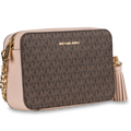 Jet Set Medium Logo Crossbody Bag - Brown/Soft Pink