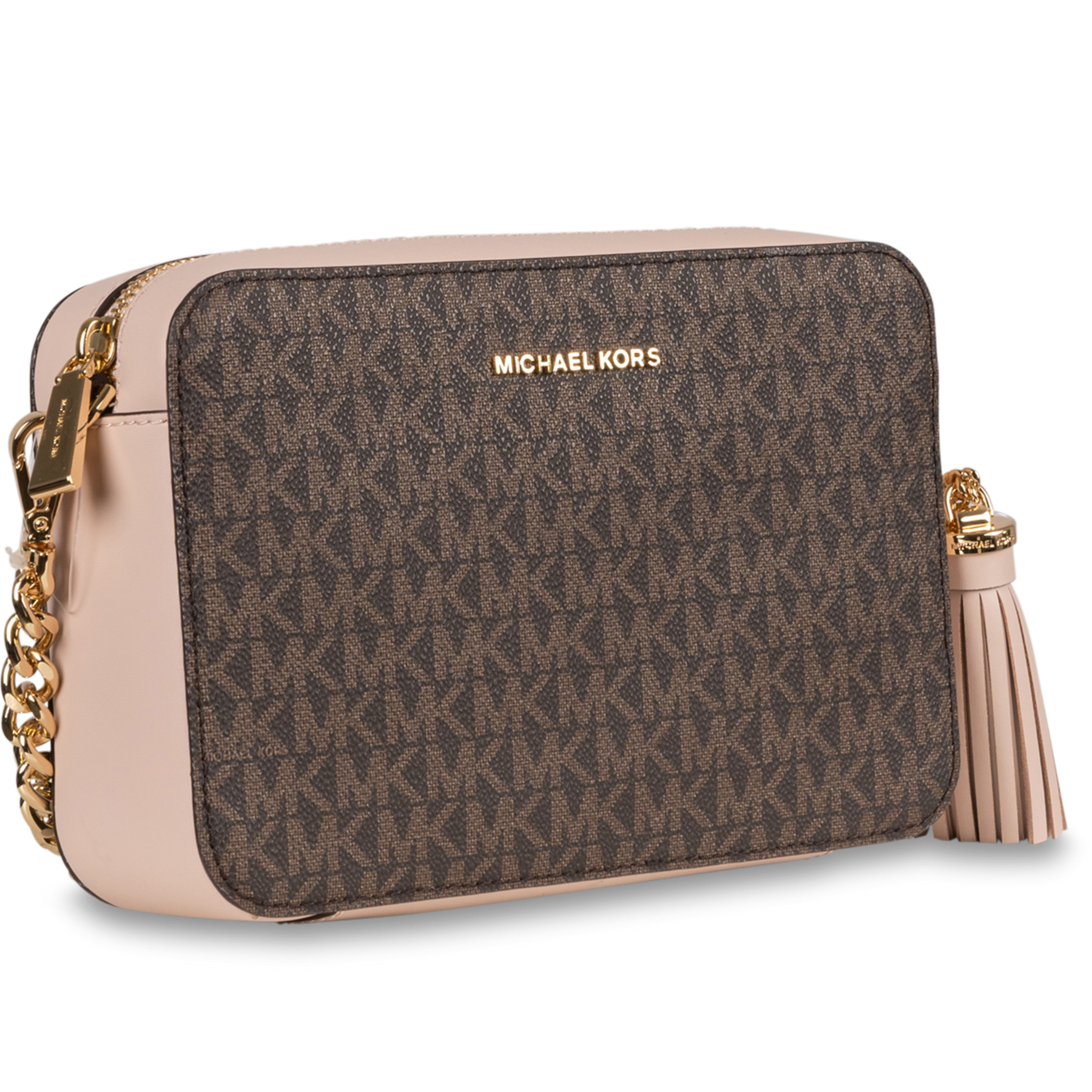 Jet Set Medium Logo Crossbody Bag - Brown/Soft Pink