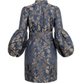 Brocade High Neck Dress - French Blue