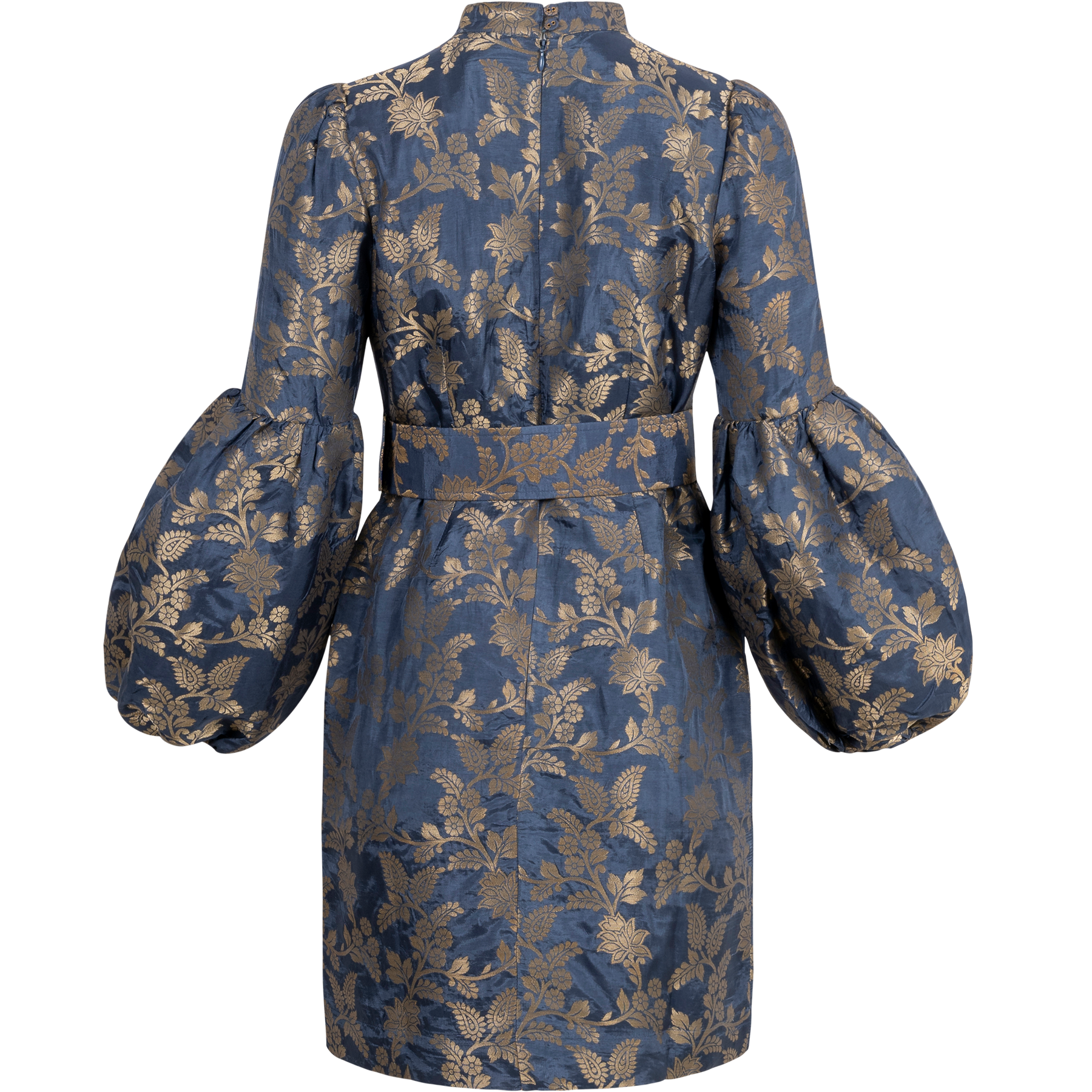 Brocade High Neck Dress - French Blue