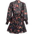Georgette Mini Dress - Black Flower Garden