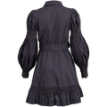 Winter Cotton Belt Dress - Navy