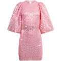 Sequins Puff Sleeve Mini Dress - Pink