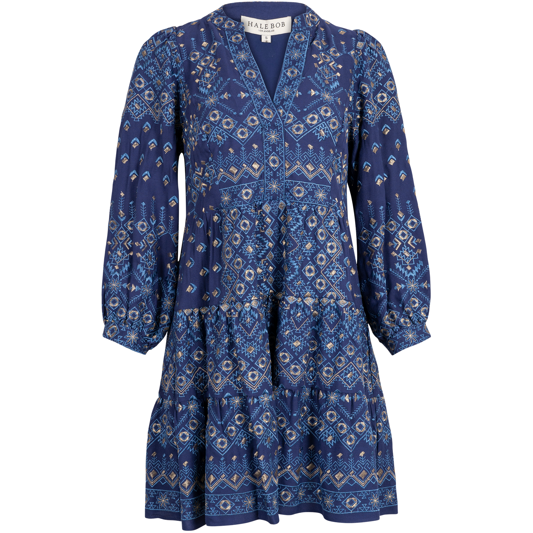 Clary Dress Short W Embrodery - Navy