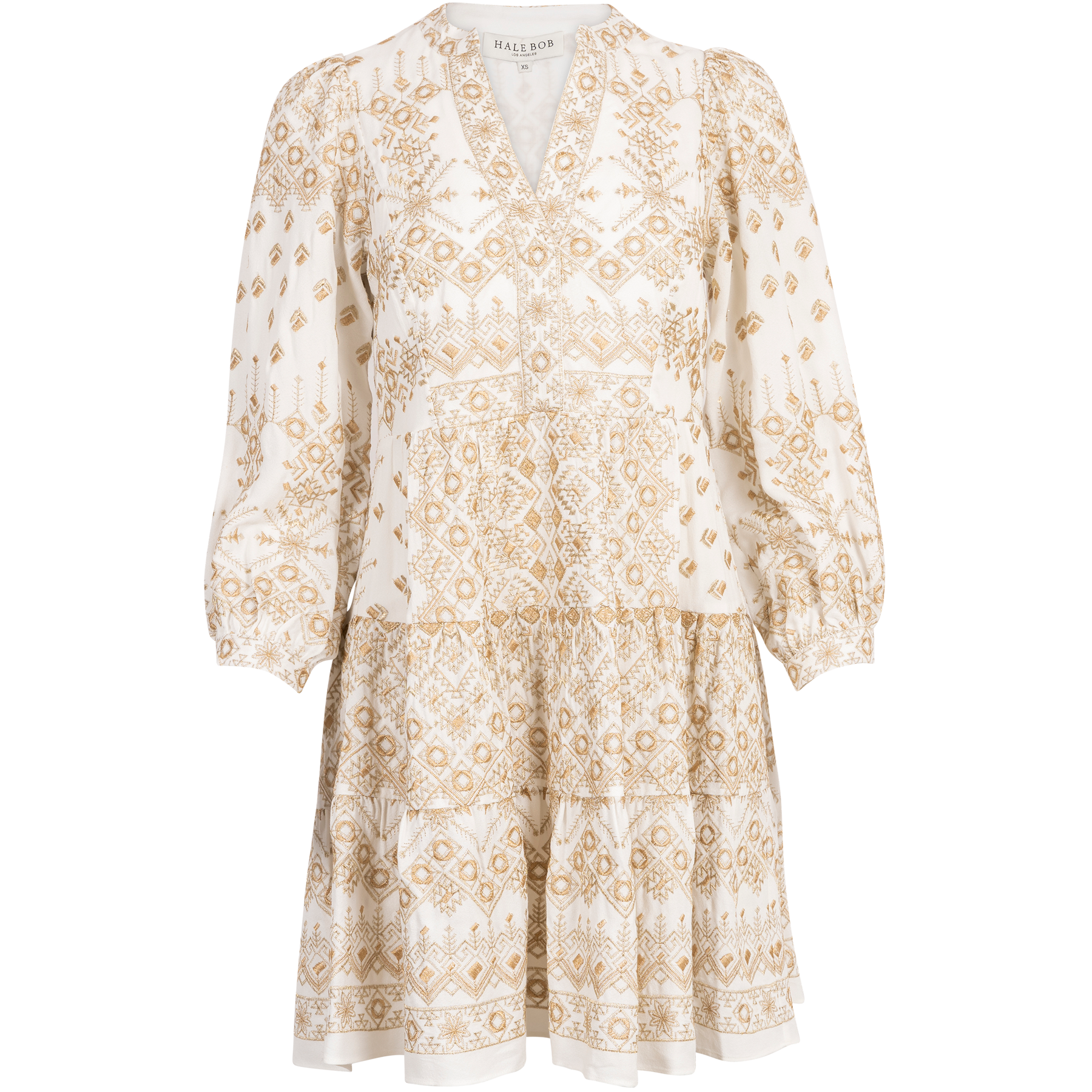 Clary Dress Short W Embrodery - Gold
