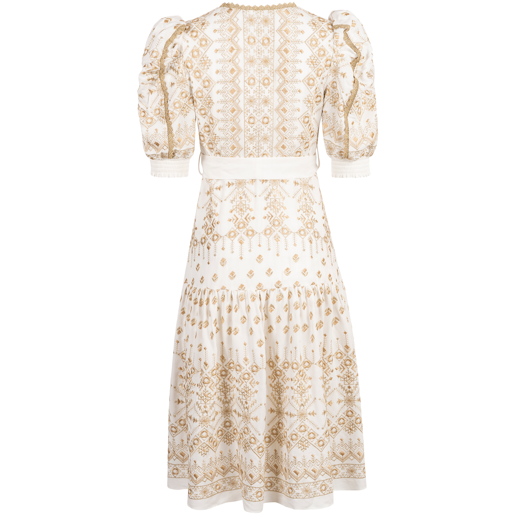 Logan Midi Dress Embrodery - Gold