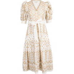 Logan Midi Dress Embrodery - Gold