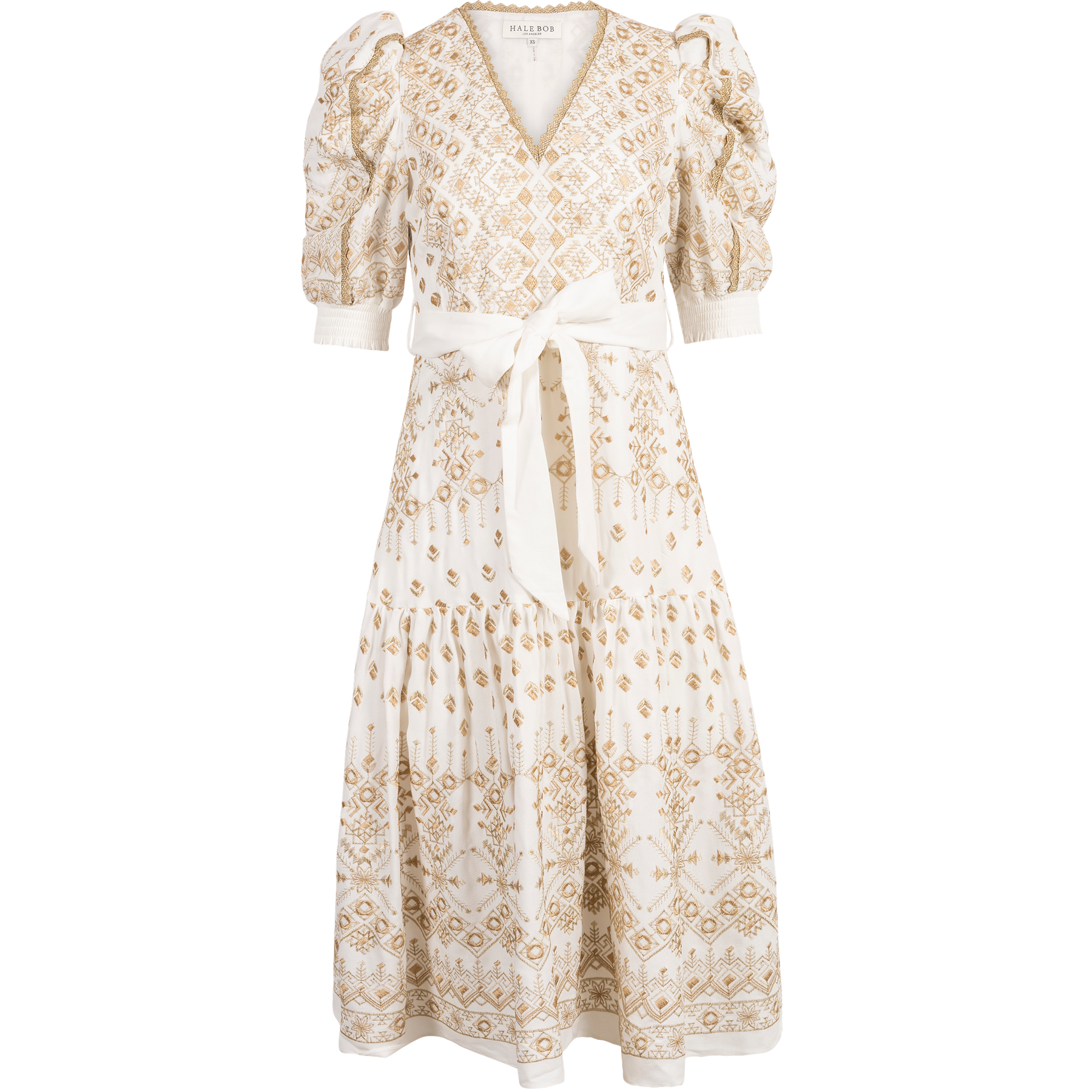 Logan Midi Dress Embrodery - Gold