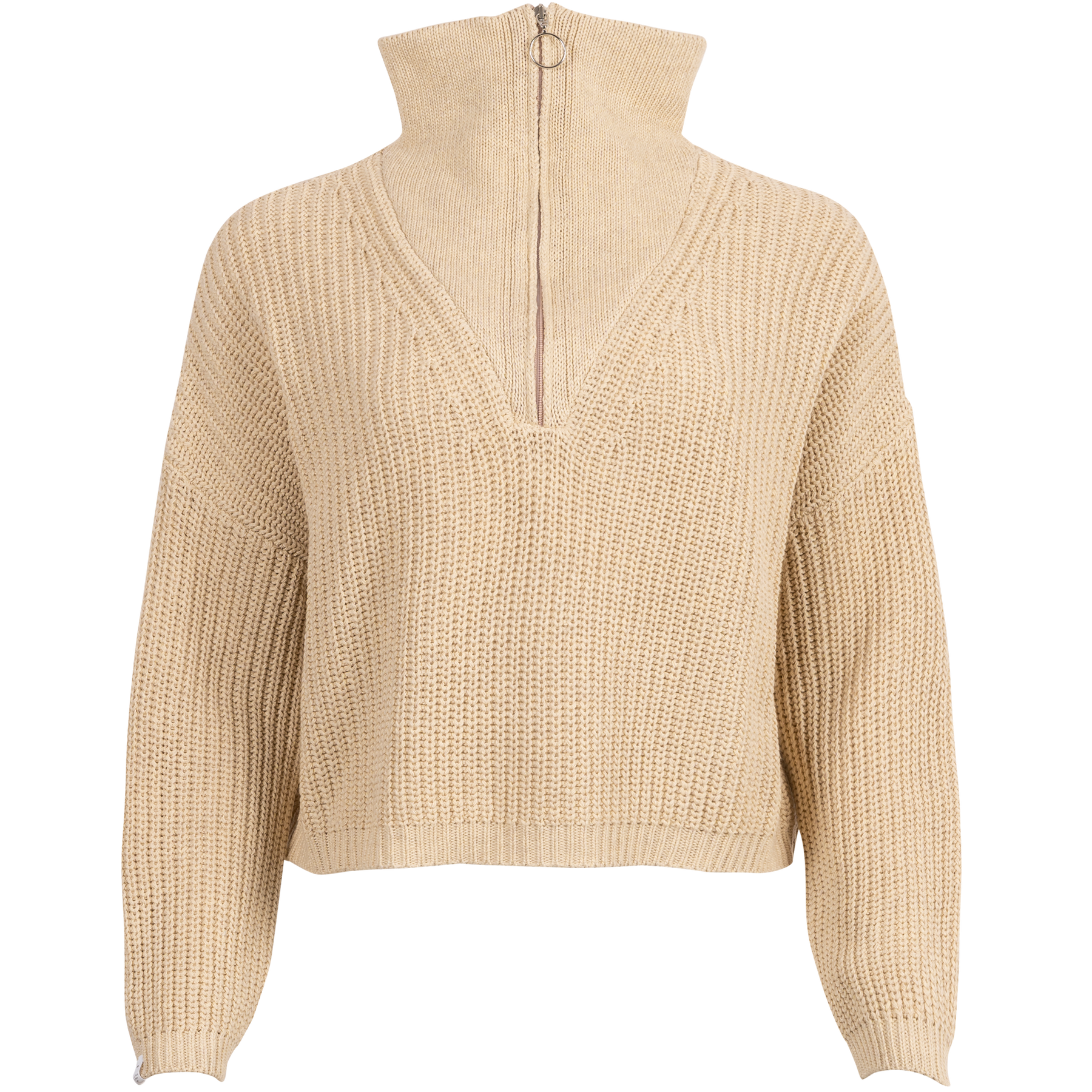 Florie Cotton Zip Knit - Warm Sand