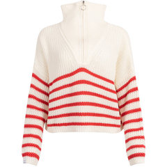 Florie Cotton Zip Knit - Red Stripe