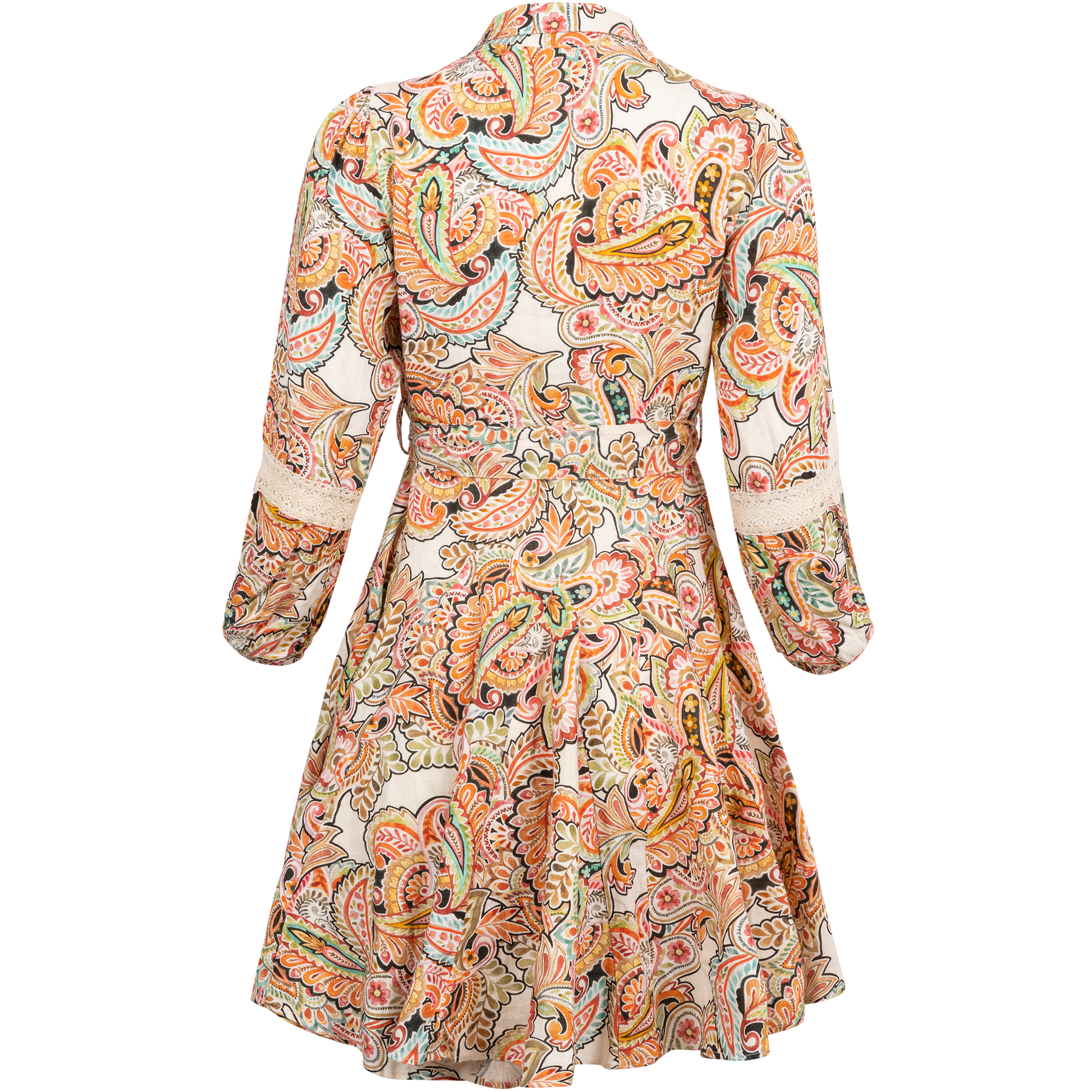 Keana Dress W Belt Linen - Ivory