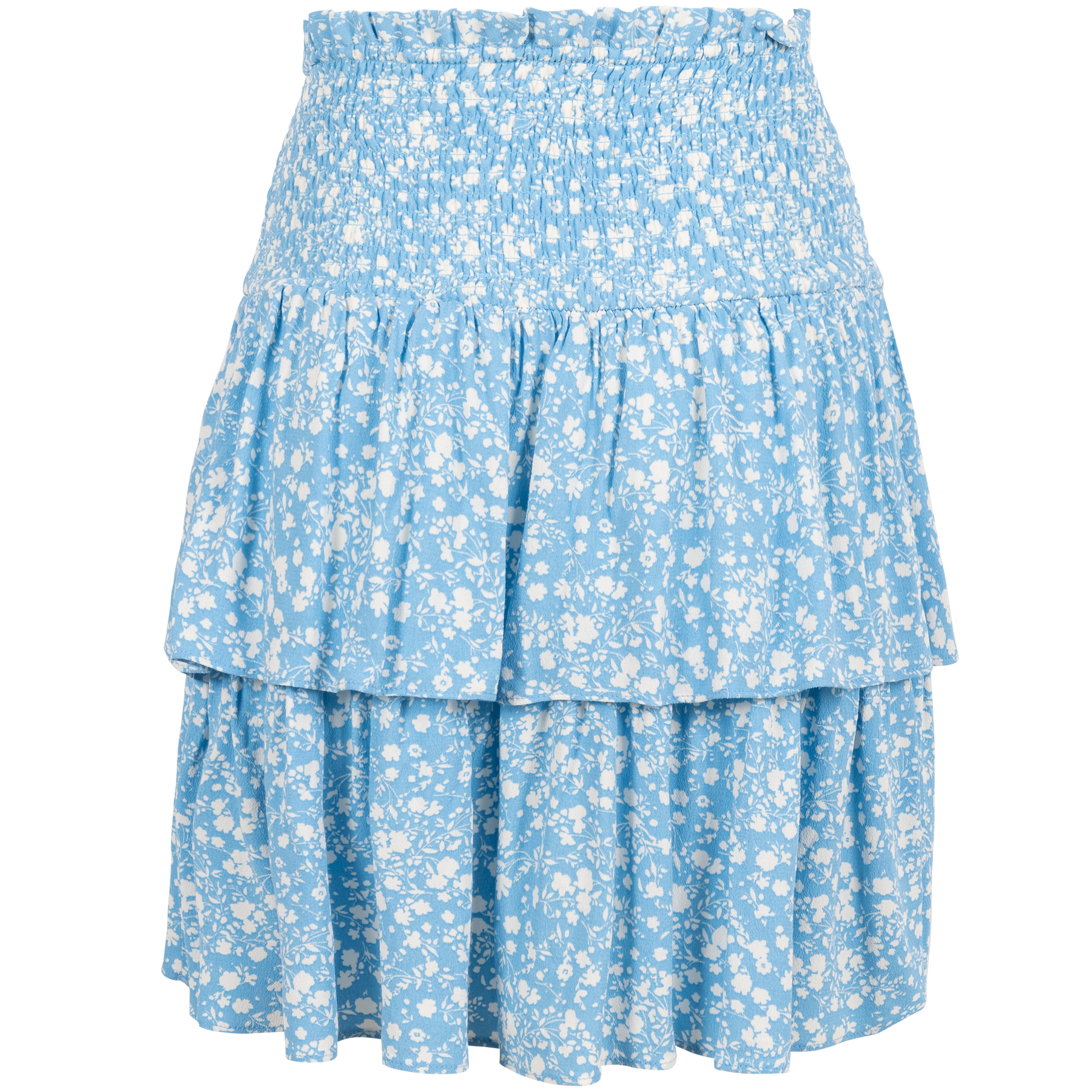 Bomba Smock Skirt - Blue W. White Flower Print