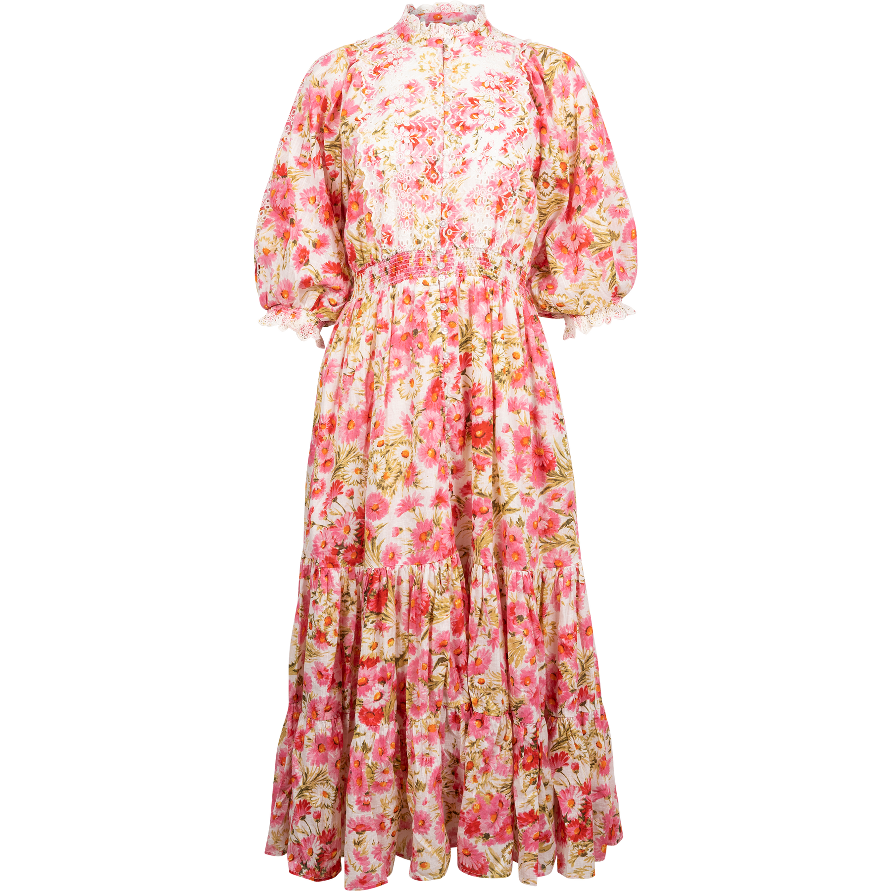 Cotton Slub Midi Dress - Daisy Garden