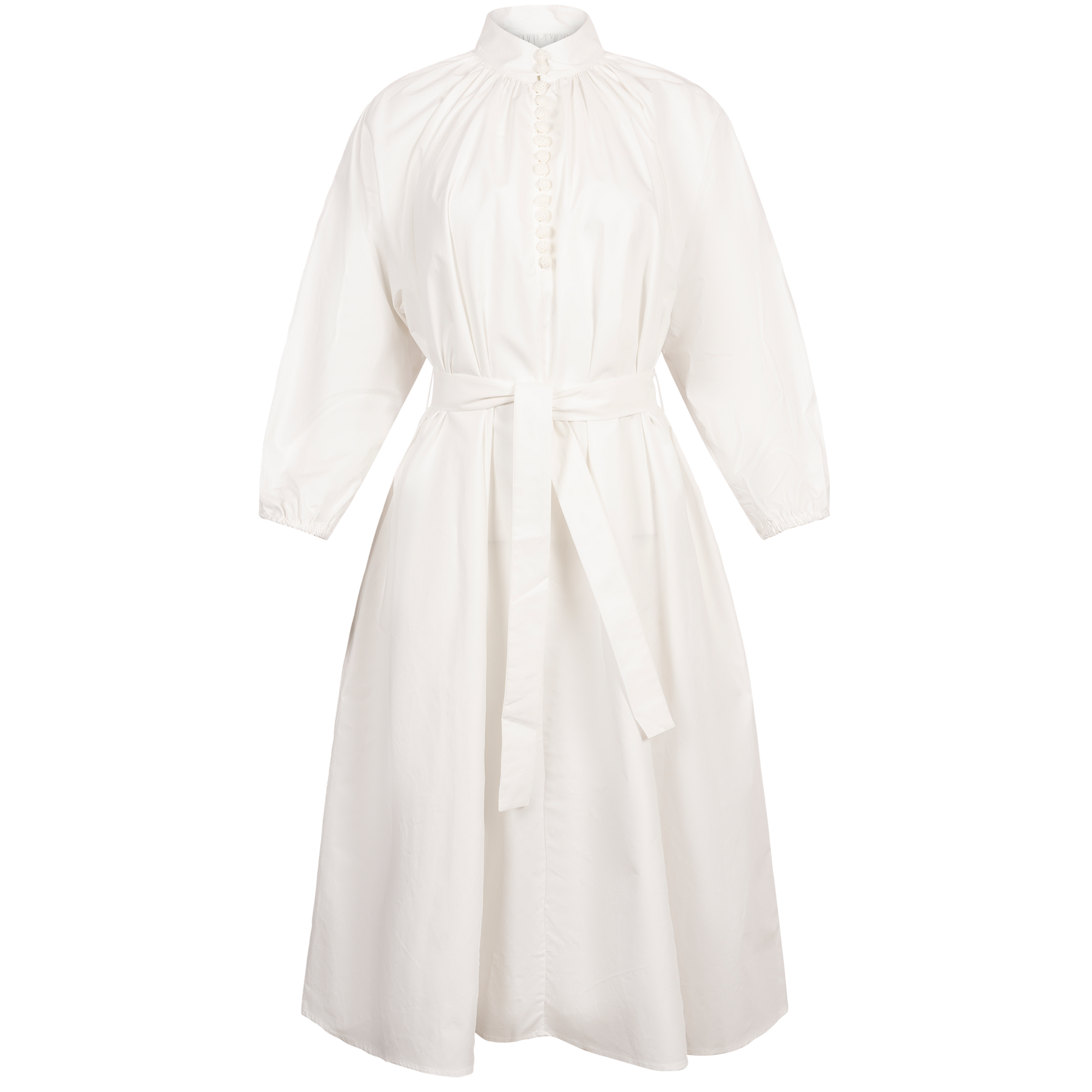 Poplin Bohemian Wide Dress - White