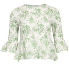 Paola Blouse - Green Flower