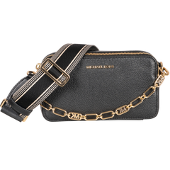 Jet Set Small Pebbled Leather Double Zip Camera Bag - Black