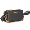 Jet Set Small Pebbled Leather Double Zip Camera Bag - Black