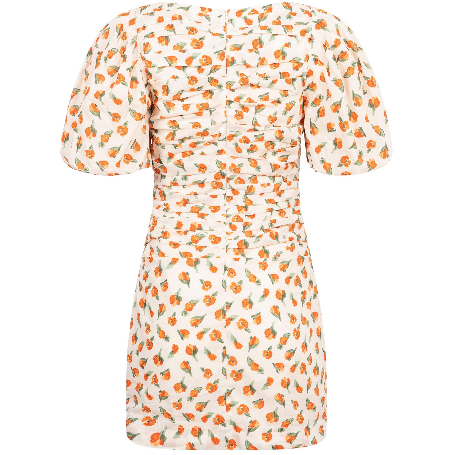 Sandrine Print Puff Dress - Mandarin Flower Print