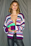 Pool Knit Cardigan - Multi Stripes