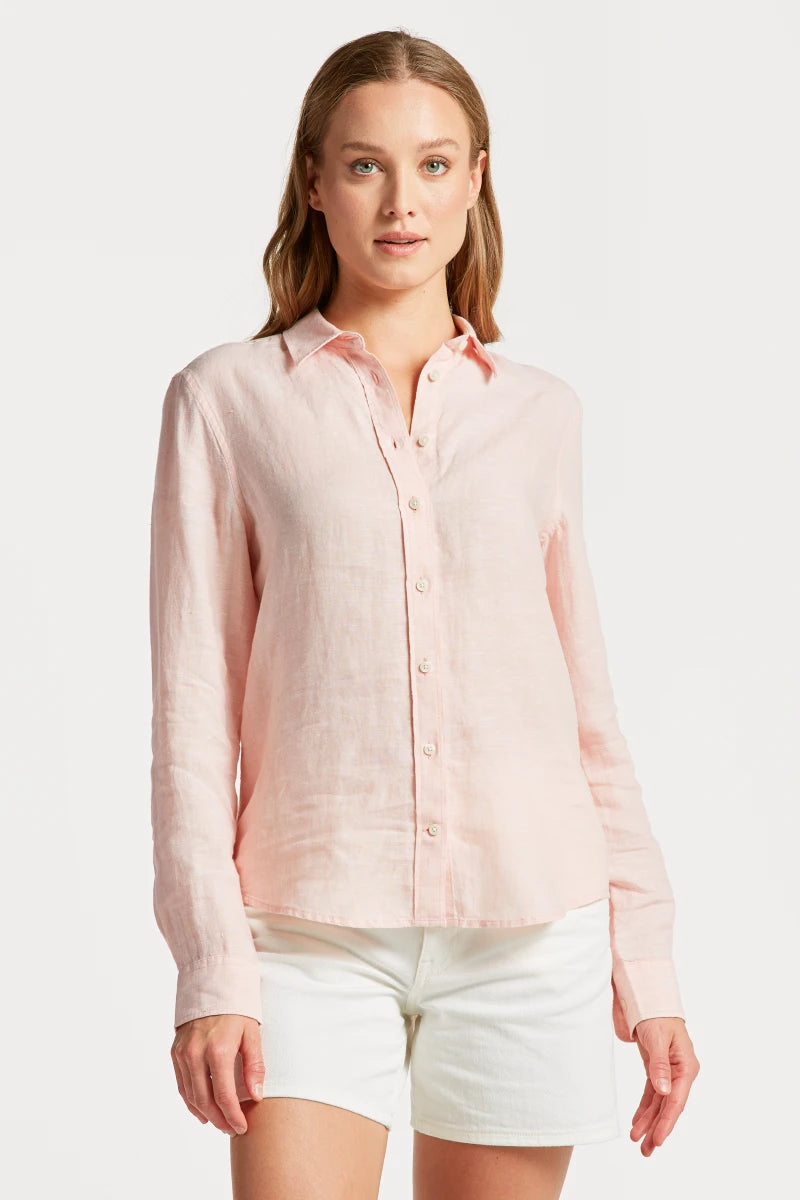 Reg Linen Chambray Shirt - Guava Orange